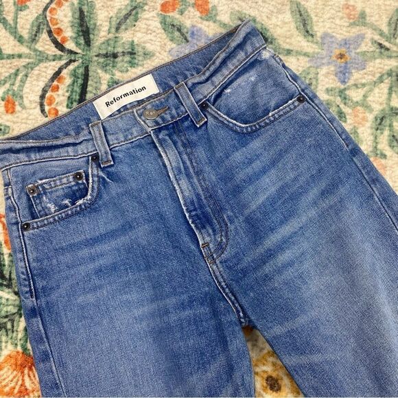 REFORMATION - Julia High Rise Straight Leg Jean in Bryce Wash Size 24 - Picture 5 of 6